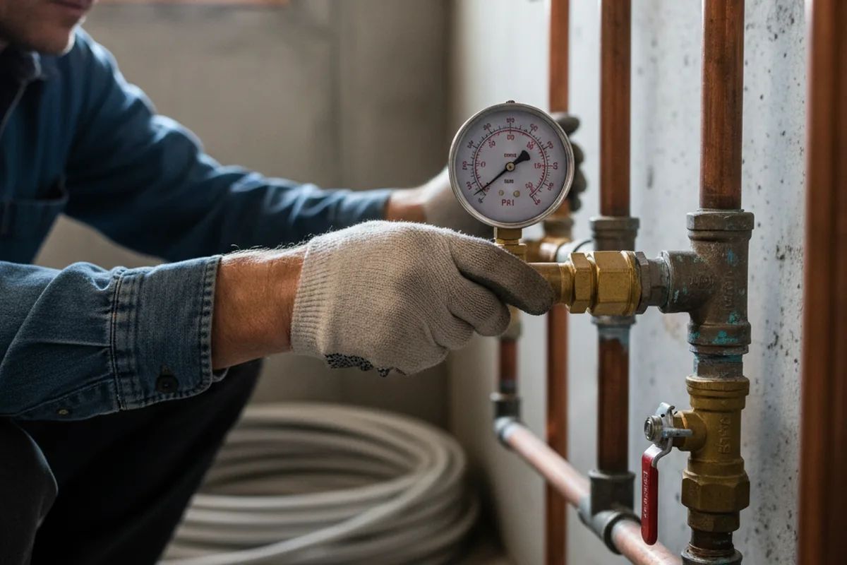 Pressure testing a repaired line during Water Line Repair in Holloway